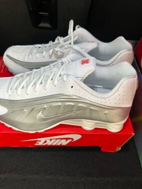 Size 11 - Nike Shox R4 2024 White Metallic Silver New In Box No Lid!